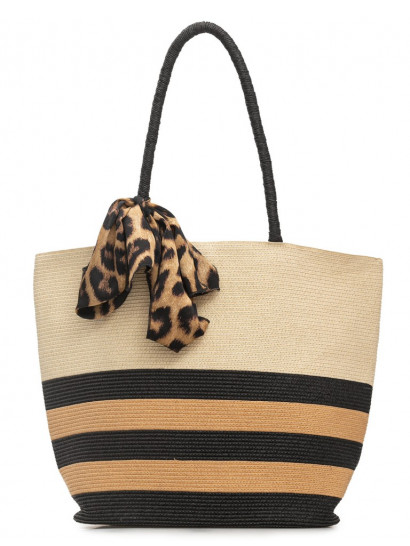 Комплект Labbra сумка пляжная + шляпа LL-22003 beige/leopard